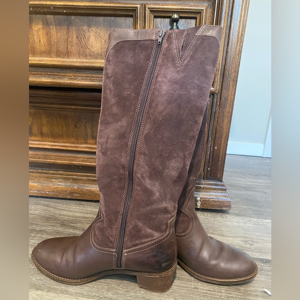 Brioso Sedona Leather Brown Knee-High Boots with Embellishments - Picture 6 of 11